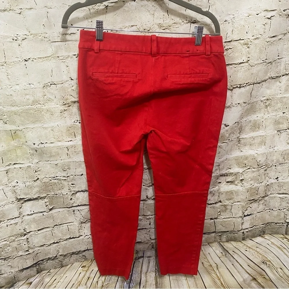 J Crew Red Winnie Ankle Pant Stretch Cotton